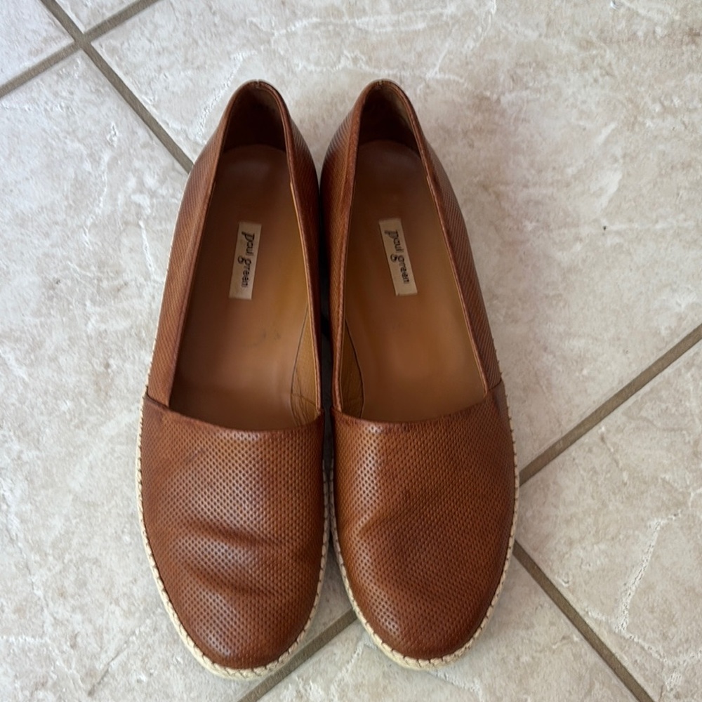 Paul Green Brown Leather Loafers Minimalist Flats